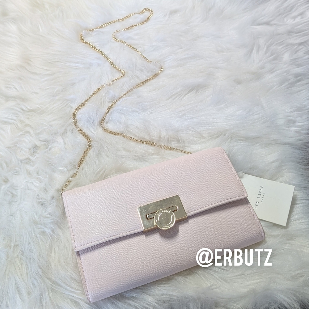 Ted Baker Parisa Chic Blush Pink Shoulder Clutch Bag with Removable Chain Strap